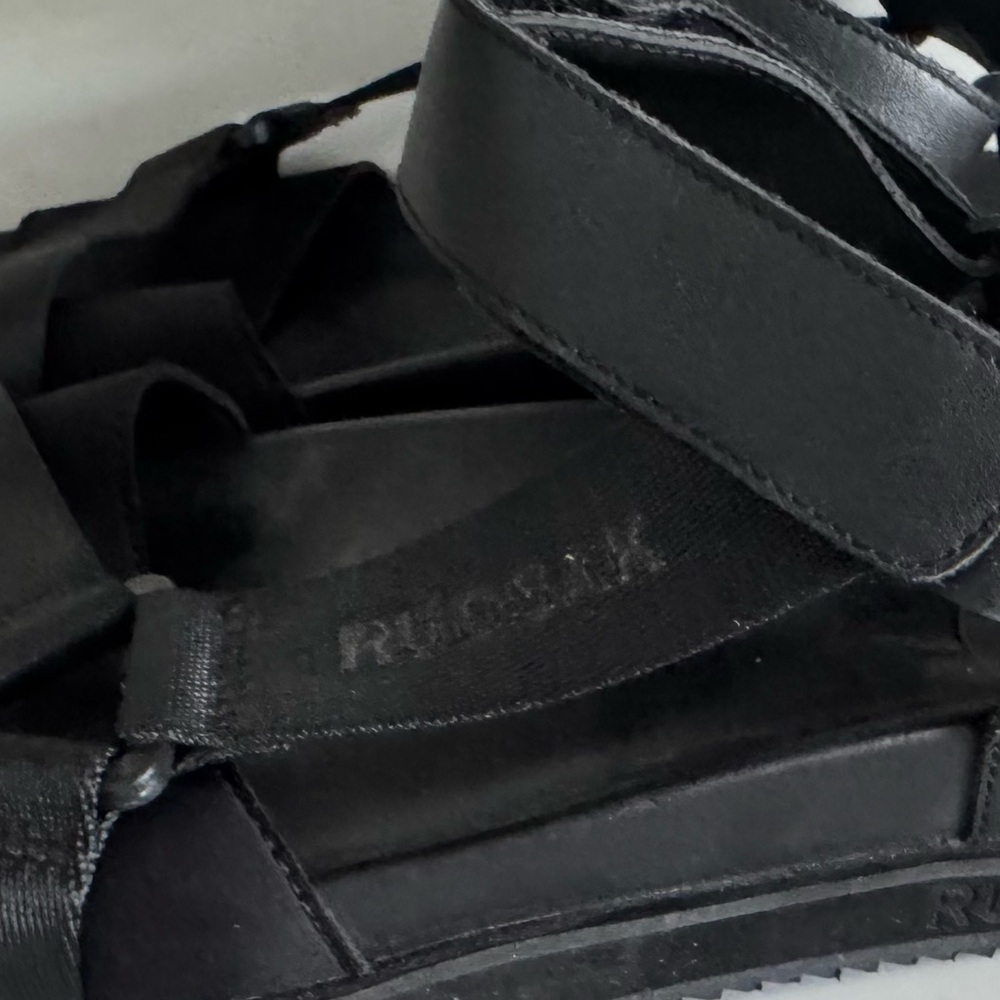 NEW Rudsak sandals black leather strap classic office sleek street rare 45/11.5 - Picture 3 of 9